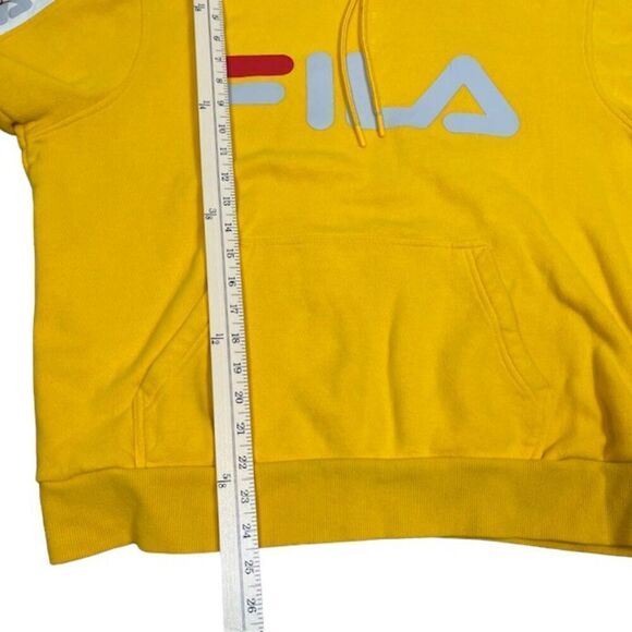 Fila X Urban Outfitters Collab Fifty-Fifty Hoodie Sweatshirt Yellow Size Large - Picture 5 of 10